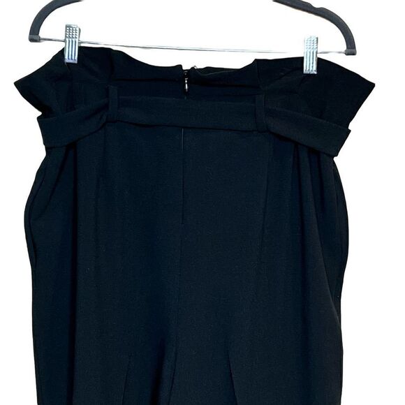 Josie Natori black core crepe paper bag waist pants size 12 - Picture 7 of 15